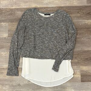 Apt. 9 Heathered Gray and Cream Layered Blouse